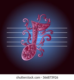 Music note for your design. Hand drawing illustration.