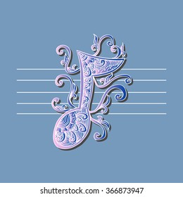 Music note for your design. Hand drawing illustration.