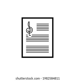 Music notebook icon. Music concept. Can be used for advertising and musical purposes. Vector EPS 10.