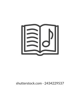 Music Notebook line icon. linear style sign for mobile concept and web design. Sheet music outline vector icon. Symbol, logo illustration. Vector graphics