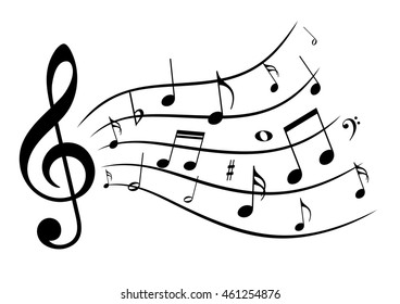 Music Notes Ornamental Musical Element Swirls Stock Vector (Royalty ...
