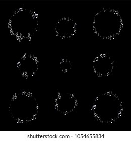 Music Notes Abstract Background. Classic Concert Poster Pattern Design. Melody Motif Texture. Invitation Print Design Pattern.