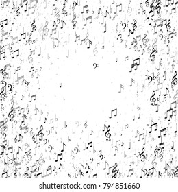 Music Notes Abstract Background. Classic Concert Poster Pattern Design. Texture with Note Icons. Invitation Print Design Pattern.