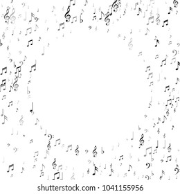 Music Notes Abstract Background. Dance Party Poster Pattern Design. Symphony Motif Texture. Poster Print Design Pattern.