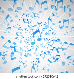 Music notes abstract burst. Template illustration for your design or presentation