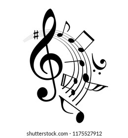 Music notes abstract design vector icon isolated on white background