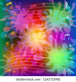 Music notes, abstract multi-colored blots. Vector Illustration