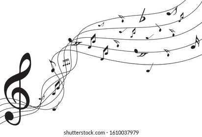 Music notes. Abstract musical background. Black Abstract music notes on line background. 