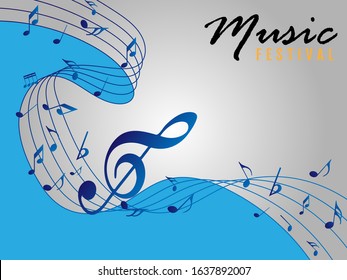 Music notes. Abstract musical background. Black Abstract music notes on line background. 