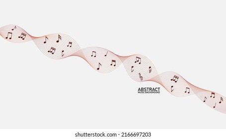 Musiktitel. Abstrakter musikalischer Hintergrund. Farbige abstrakte Musiknoten auf Online-Wellenhintergrund.