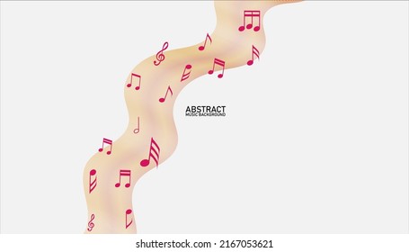 Music notes. Abstract musical background. Colorfull abstract music notes on line wave background.