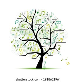 Notas musicales. Árbol musical abstracto para tu diseño. Ilustración del vector