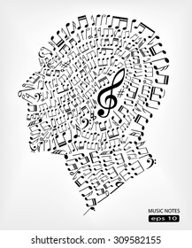 music notes abstract vector head concept