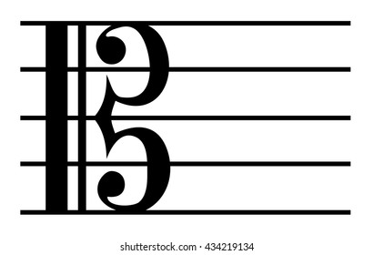 a music notes, Alto clef, black and white, on a white background, vector