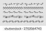 Music Notes Audio Divider Set Text Separator Decoration Drawing Doodle Element Collection. Vector Illustration