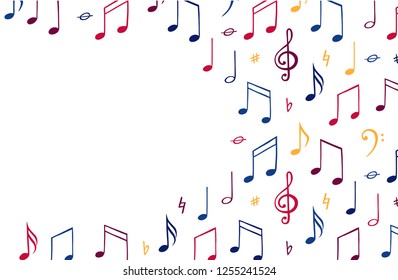 Music notes background. Banner template. Melody symbol.
