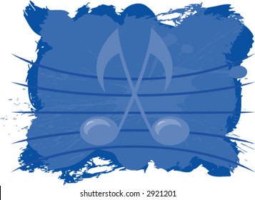 Music notes background with grunge background
