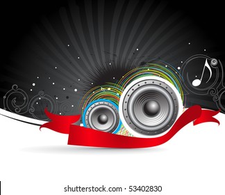 Music notes background with halftone background, vector illustration