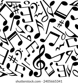 Music notes background, musical pattern, vector illustration.