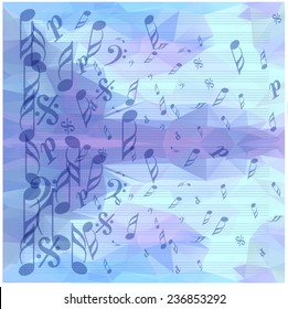 music notes background on blue wrapped paper