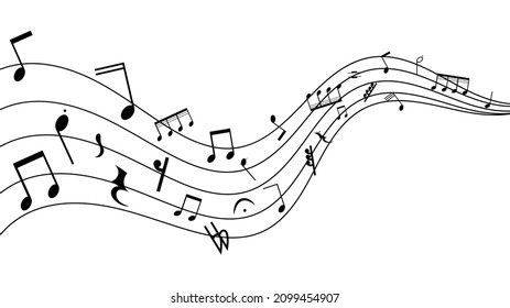 Música nota fondo sobre fondo blanco , Diseño plano moderno , ilustración Vector EPS 10