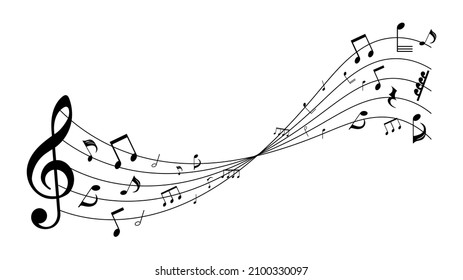 Música nota fondo sobre fondo blanco , Diseño plano moderno , ilustración Vector EPS 10