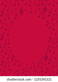Music notes background. Poster template. Melody symbol.