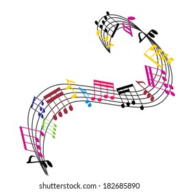 Music notes background, stylish musical theme composition, vector illustration.