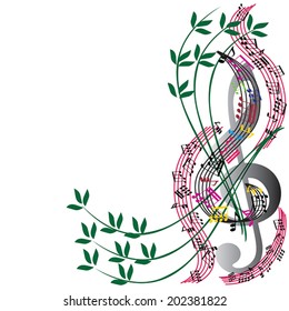 Music notes background, stylish musical theme composition, vector illustration.