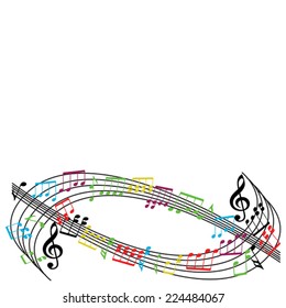 Music notes background, stylish musical theme composition, vector illustration.