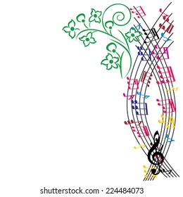 Music notes background, stylish musical theme composition, vector illustration.