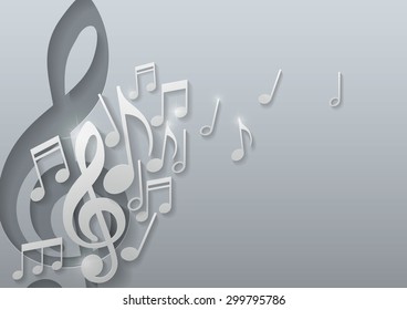 Music Notes Background Template, Vector Illustration