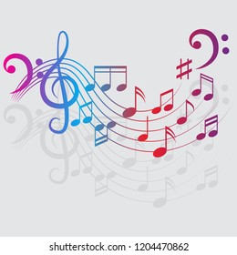 music notes for music background, vector illustration