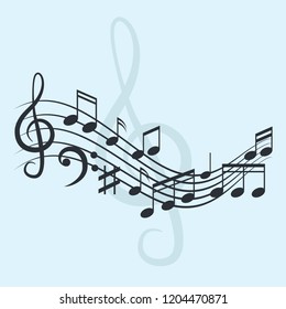 music notes for music background, vector illustration