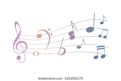 Music notes background. Vector music signs