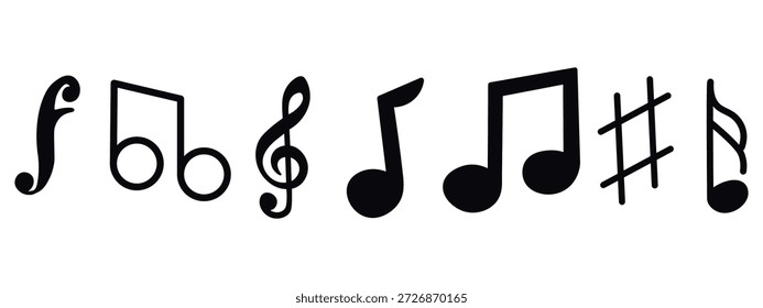 Fondo de notas de música, onda de notas de música aislada, fondo de notas musicales de grupo. Notas musicales.