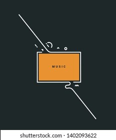 Music notes banner design, Flat Line art vector illustration.