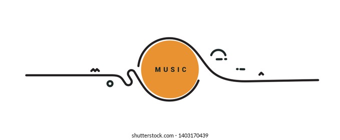 Music notes banner design, Flat Line art vector illustration.