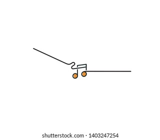 Music notes banner design, Flat Line art vector illustration.
