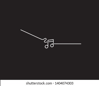 Music notes banner design, Flat Line art vector illustration.