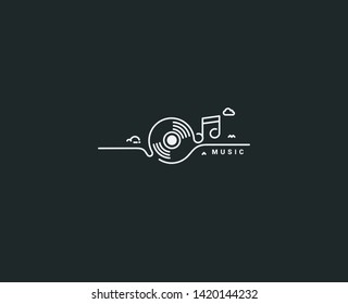Music Notes Banner Design Flat Line Stock Vector (Royalty Free ...