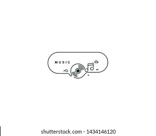 Music notes banner design, Flat Line art vector illustration.
