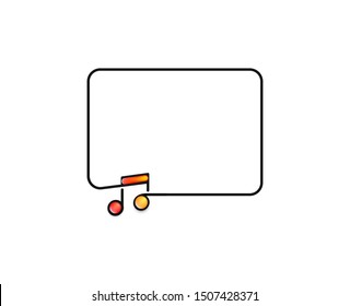 Music notes banner design, Flat Line art vector illustration.