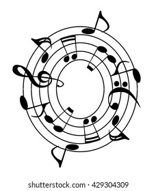 a music notes, bass and treble clef, black and white, on a white background, vector