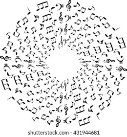 a music notes, bass and treble clef, black and white, on a white background, vector
