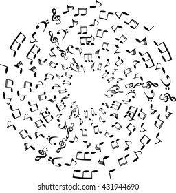 a music notes, bass and treble clef, black and white, on a white background, vector