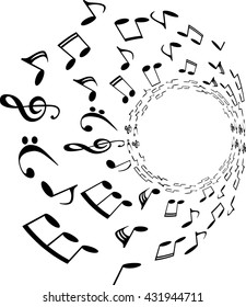 a music notes, bass and treble clef, black and white, on a white background, vector