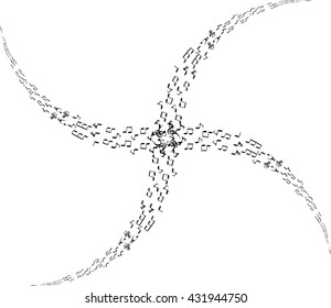 a music notes, bass and treble clef, black and white, on a white background, vector
