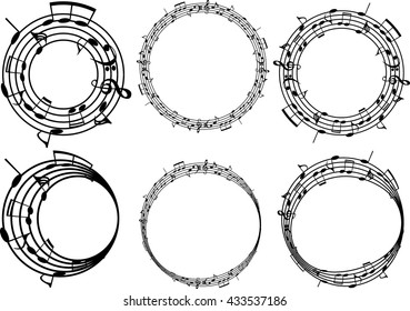 a music notes, bass and treble clef, black and white, on a white background, vector