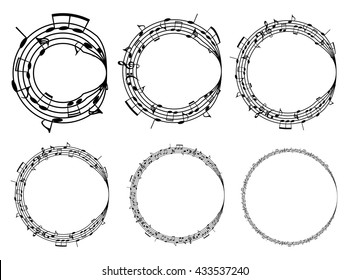 a music notes, bass and treble clef, black and white, on a white background, vector